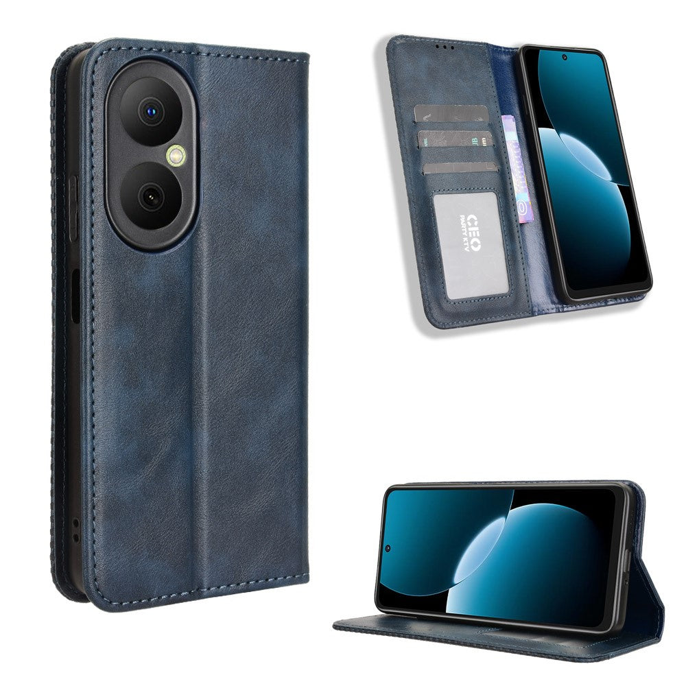 Läderfodral med plånboksfodral och retrotextur för Huawei Enjoy 80