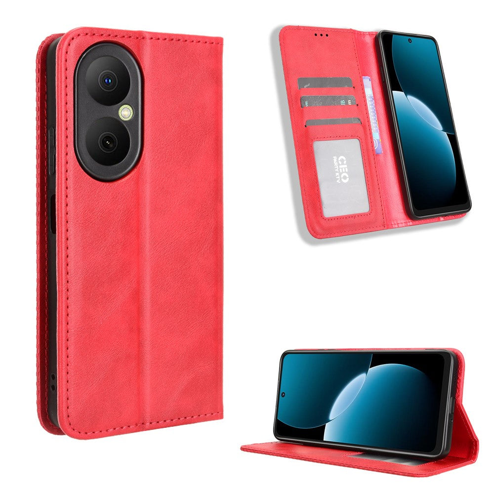 Läderfodral med plånboksfodral och retrotextur för Huawei Enjoy 80
