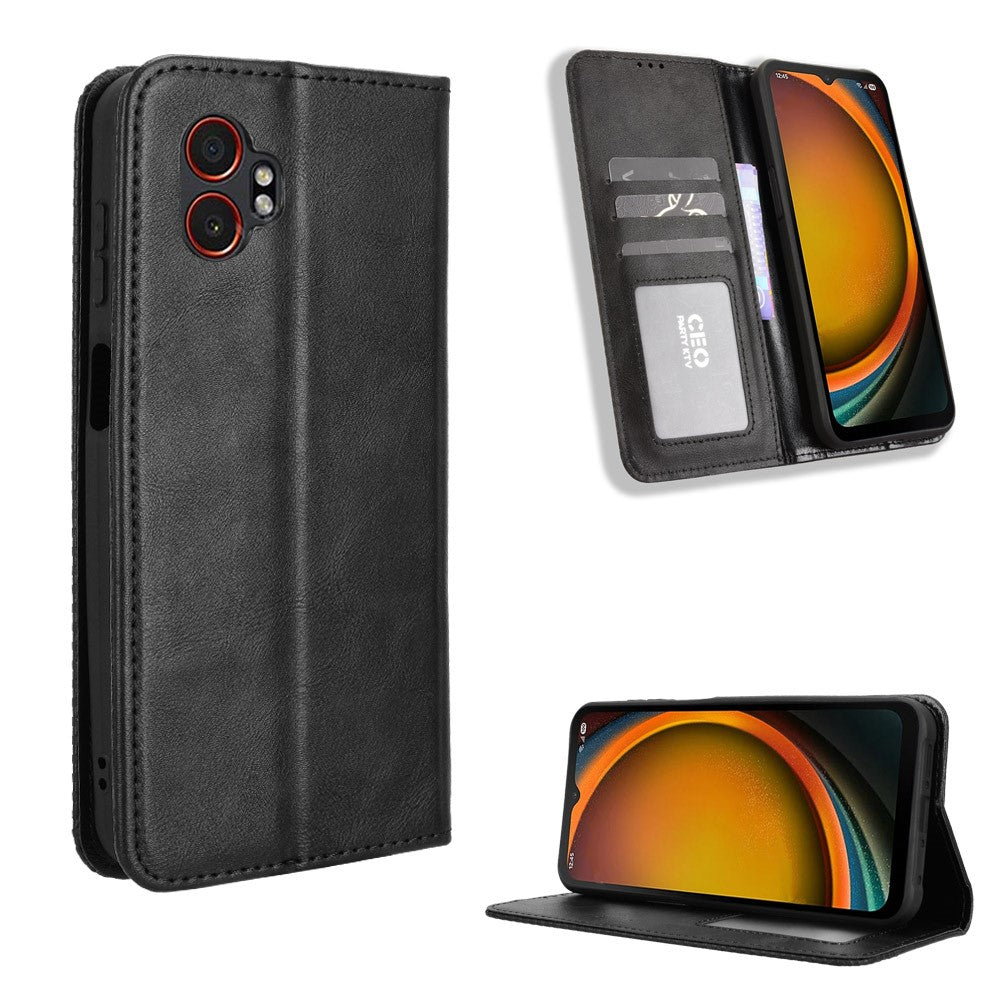 For Samsung Galaxy XCover7 Pro Leather Case Wallet Stand Retro Texture Phone Cover