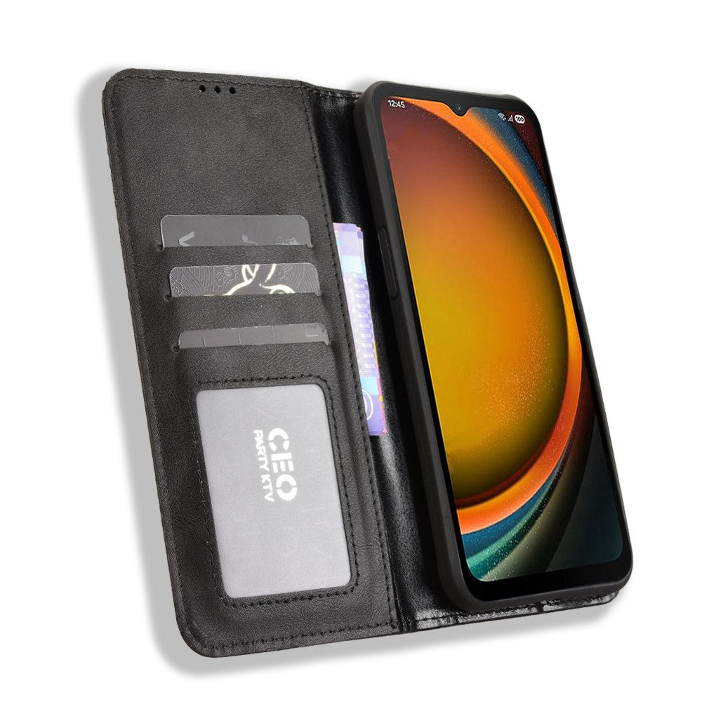 For Samsung Galaxy XCover7 Pro Leather Case Wallet Stand Retro Texture Phone Cover