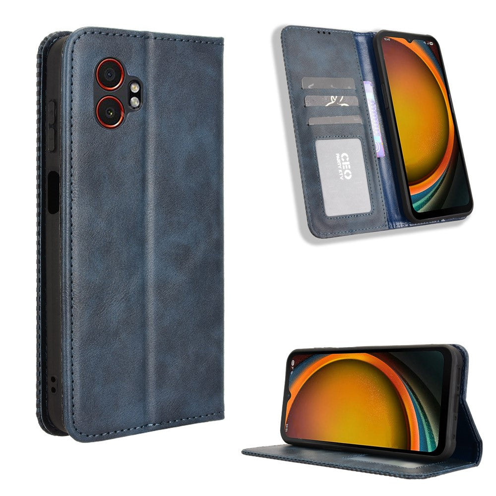For Samsung Galaxy XCover7 Pro Leather Case Wallet Stand Retro Texture Phone Cover