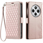 Läderfodral för Xiaomi Redmi 17C 4G / 14C 5G / 14C 4G / 14R 5G / Poco C75 4G Rombstruktur Plånboksfodral med stativ och handledsrem