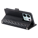 For Xiaomi Redmi Note 13 Pro 5G  /  Poco X6 5G Leather Case Rhombus Texture Wallet Stand Phone Cover with Wrist Strap