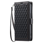 For Xiaomi Redmi Note 13 Pro 5G  /  Poco X6 5G Leather Case Rhombus Texture Wallet Stand Phone Cover with Wrist Strap