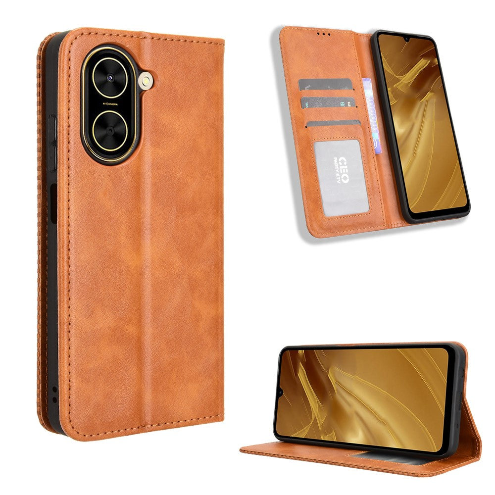 For Xiaomi Redmi A5 NFC (EU) (173.45mm) Leather Case Wallet Stand Retro Texture Phone Cover