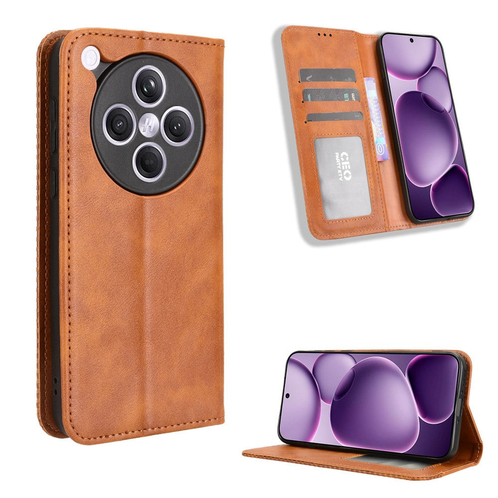For Oppo Find X8s+ 5G Leather Case Wallet Stand Retro Texture Phone Cover