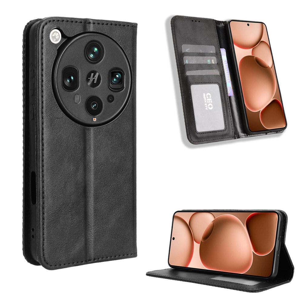 For Oppo Find X8 Ultra 5G Leather Case Wallet Stand Retro Texture Phone Cover