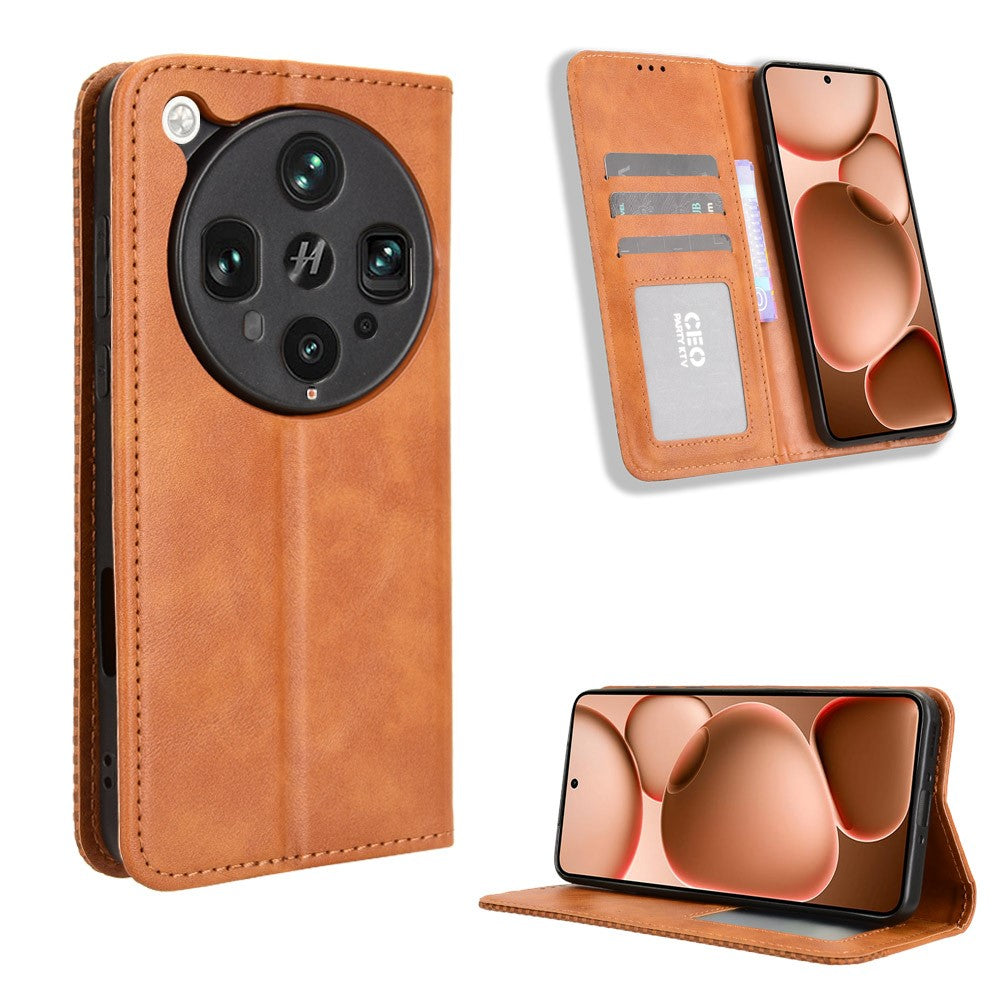 For Oppo Find X8 Ultra 5G Leather Case Wallet Stand Retro Texture Phone Cover