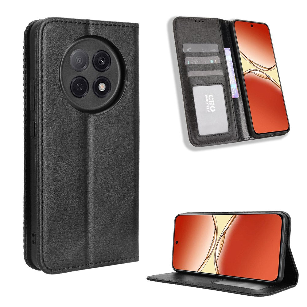 For Oppo A5 Pro 5G (China) / Oppo F29 Pro 5G (Global) Leather Case Wallet Stand Retro Texture Phone Cover