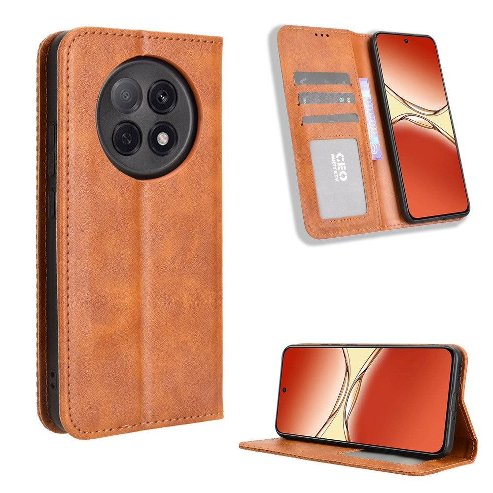 For Oppo A5 Pro 5G (China) / Oppo F29 Pro 5G (Global) Leather Case Wallet Stand Retro Texture Phone Cover