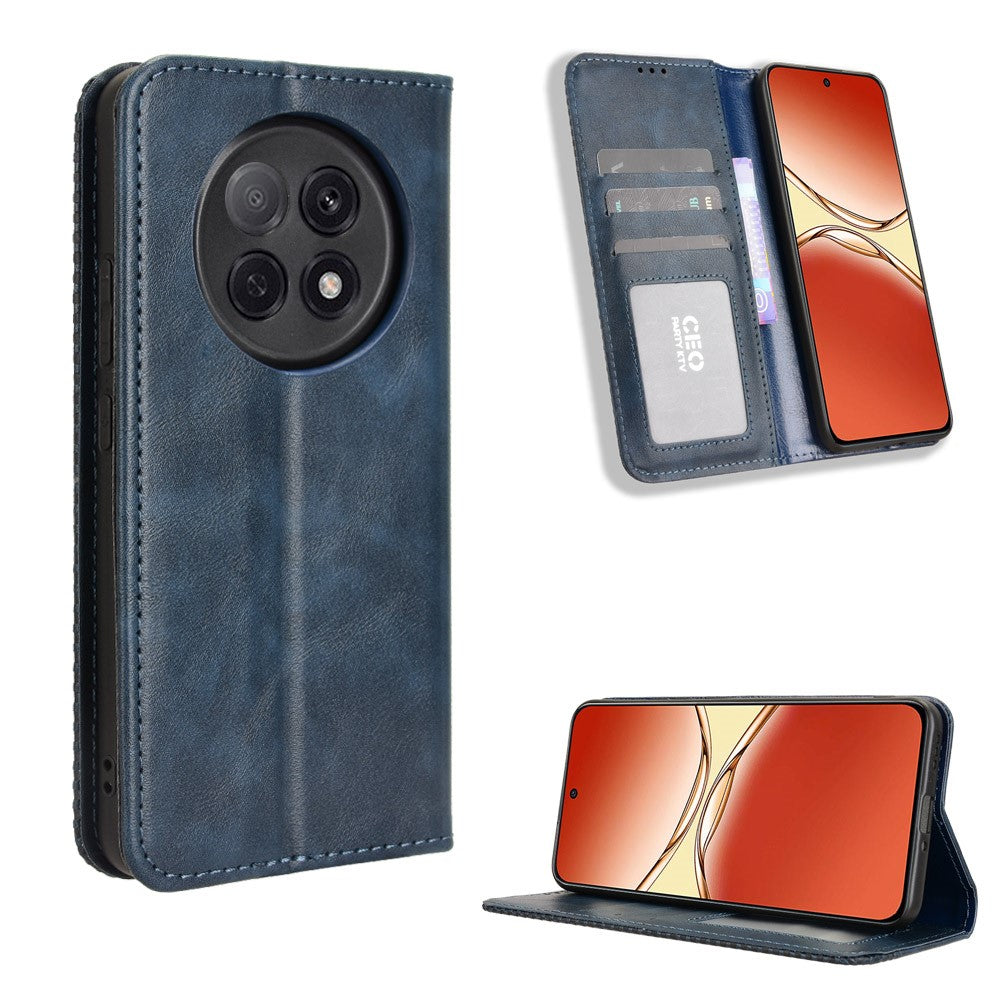 For Oppo A5 Pro 5G (China) / Oppo F29 Pro 5G (Global) Leather Case Wallet Stand Retro Texture Phone Cover