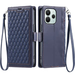 Xiaomi Redmi Note 14 5G Läderfodral Rhombus Texture Plånboksfodral med Handledsrem