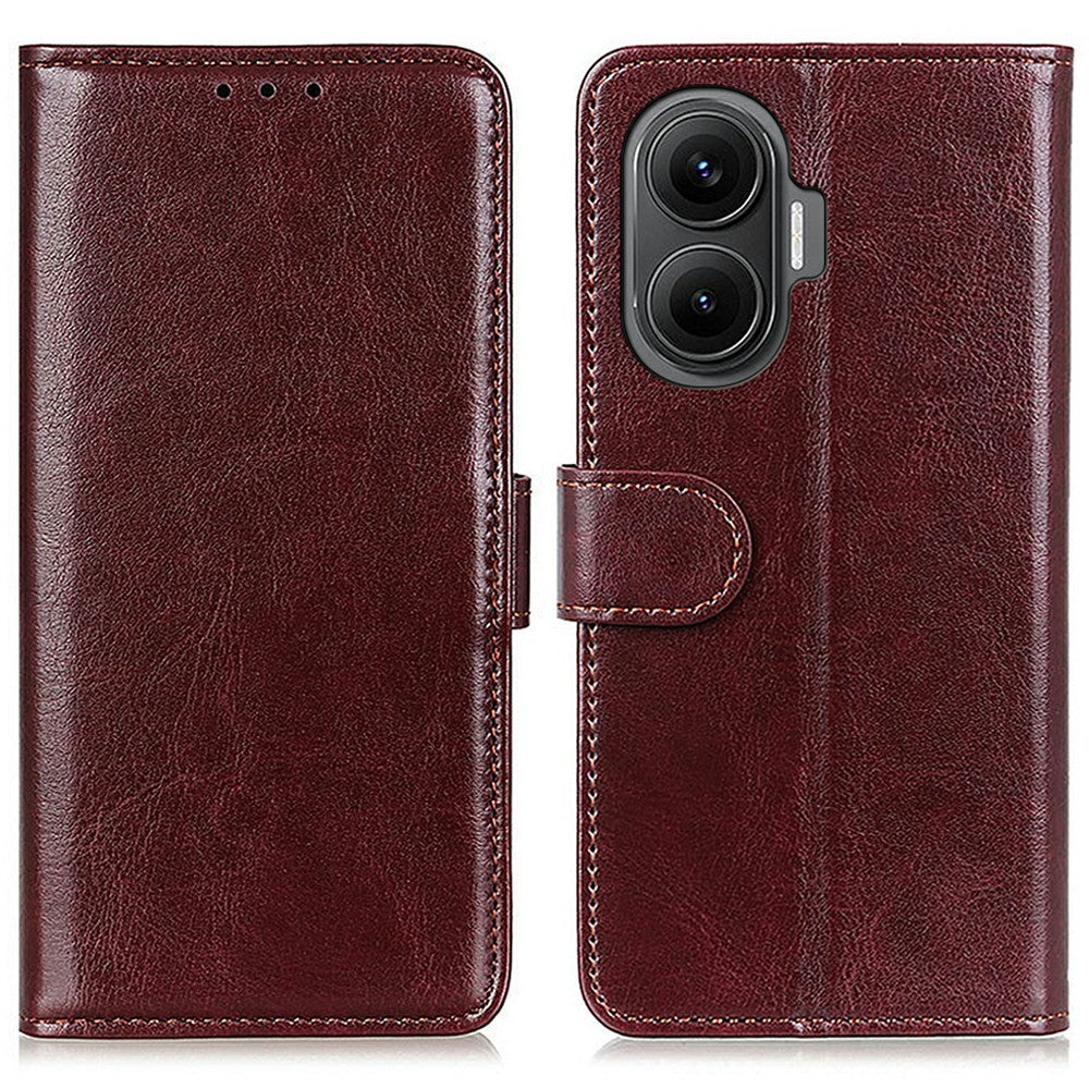 Xiaomi Redmi Turbo 4 Pro 5G / Poco F7 5G Skal Crazy Horse Texture PU Läder mobilstativ Skal