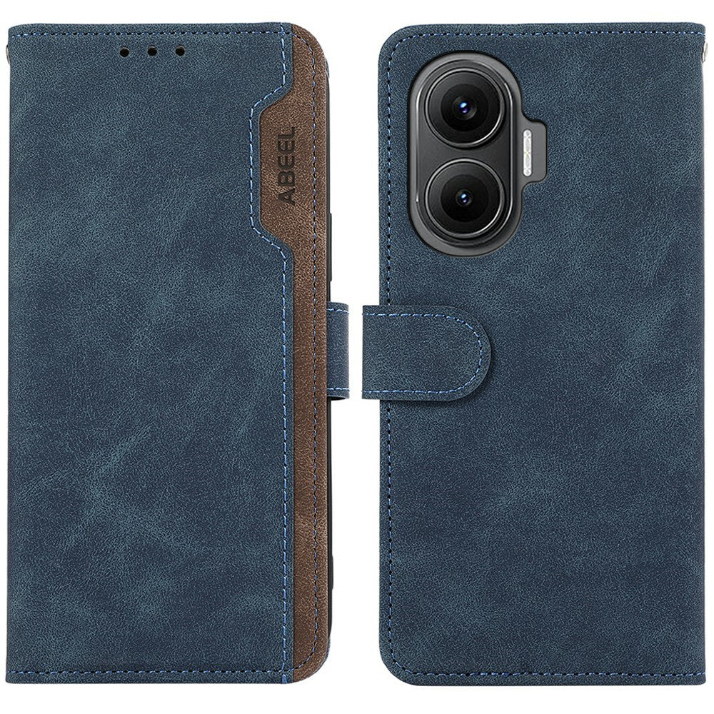 ABEEL For Xiaomi Redmi Turbo 4 Pro 5G  /  Poco F7 5G Case Color Splicing Leather Flip Phone Cover RFID Blocking