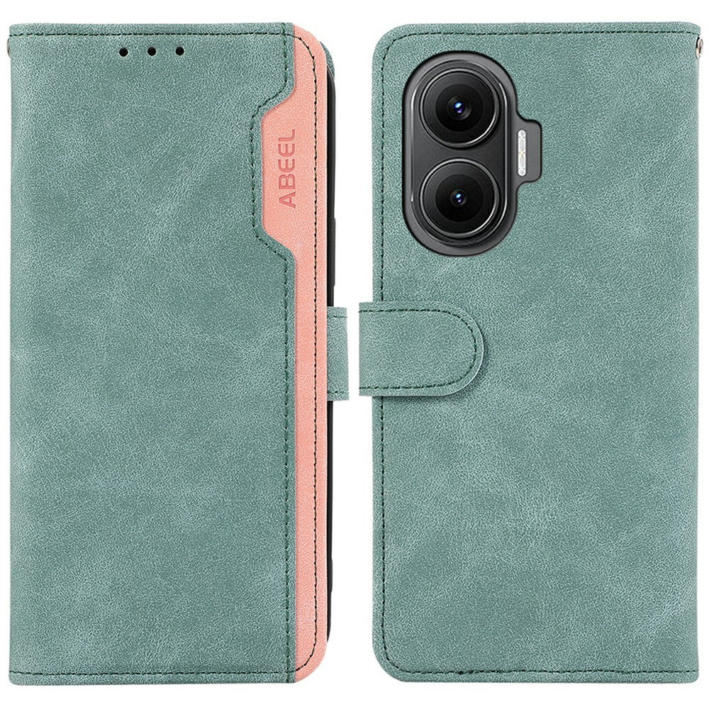 ABEEL For Xiaomi Redmi Turbo 4 Pro 5G  /  Poco F7 5G Case Color Splicing Leather Flip Phone Cover RFID Blocking