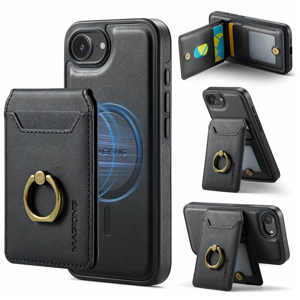 MAGKING K1 Series For iPhone 17e / 16e Magnetic Case PC + TPU + PU Phone Cover with Card Holder