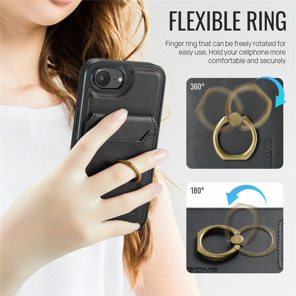 MAGKING K1 Series For iPhone 17e / 16e Magnetic Case PC + TPU + PU Phone Cover with Card Holder
