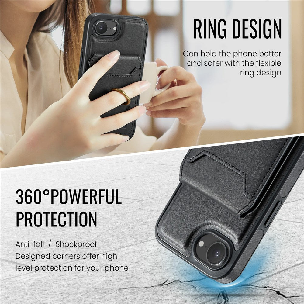 MAGKING K1 Series For iPhone 17e / 16e Magnetic Case PC + TPU + PU Phone Cover with Card Holder