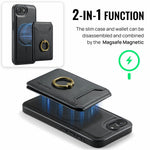 MAGKING K1 Series For iPhone 17e / 16e Magnetic Case PC + TPU + PU Phone Cover with Card Holder