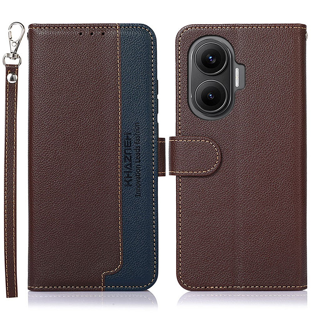 KHAZNEH For Xiaomi Redmi Turbo 4 Pro 5G  /  Poco F7 5G Case RFID Blocking Wallet Litchi Texture PU Leather Phone Cover