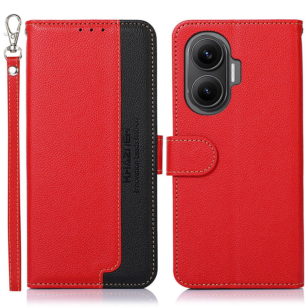 KHAZNEH For Xiaomi Redmi Turbo 4 Pro 5G  /  Poco F7 5G Case RFID Blocking Wallet Litchi Texture PU Leather Phone Cover