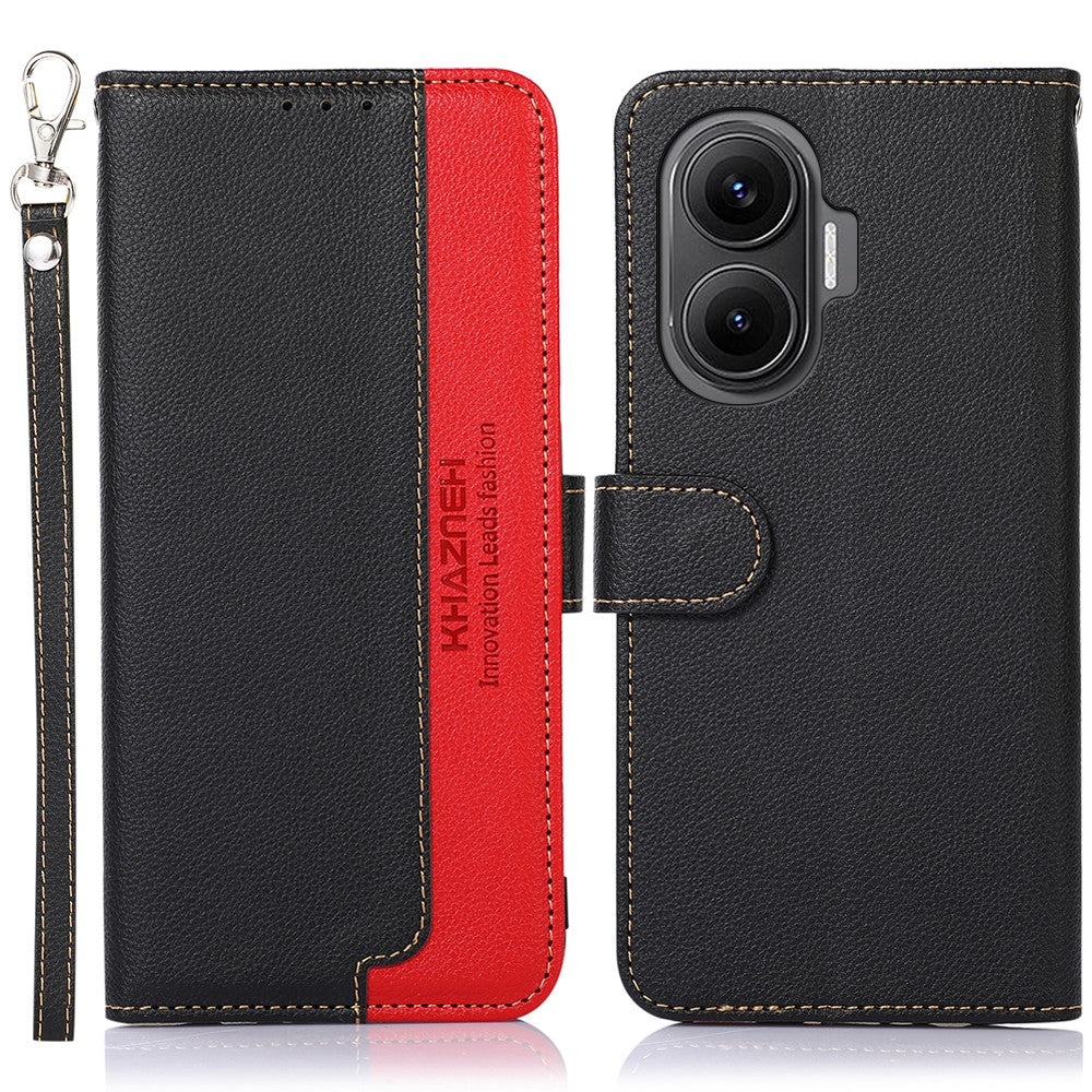 KHAZNEH For Xiaomi Redmi Turbo 4 Pro 5G  /  Poco F7 5G Case RFID Blocking Wallet Litchi Texture PU Leather Phone Cover