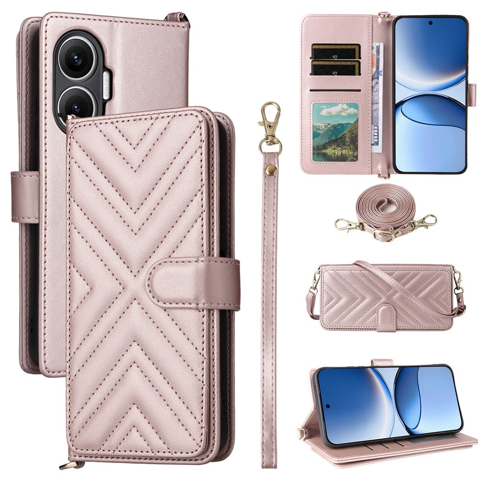 For Xiaomi Redmi Turbo 4 Pro 5G / Poco F7 5G Case with Shoulder / Wrist Strap Leather Phone Cover Stand Wallet