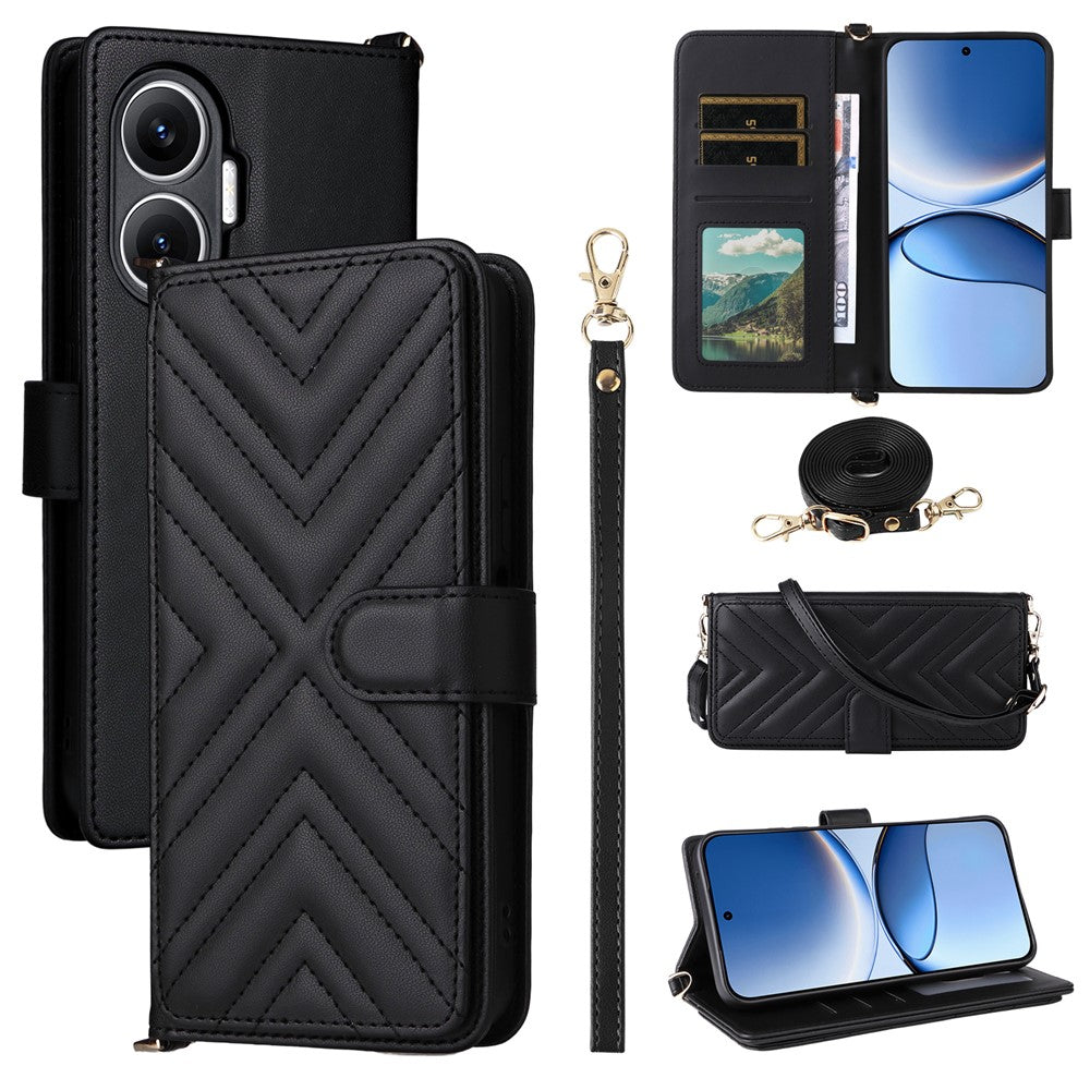 For Xiaomi Redmi Turbo 4 Pro 5G / Poco F7 5G Case with Shoulder / Wrist Strap Leather Phone Cover Stand Wallet
