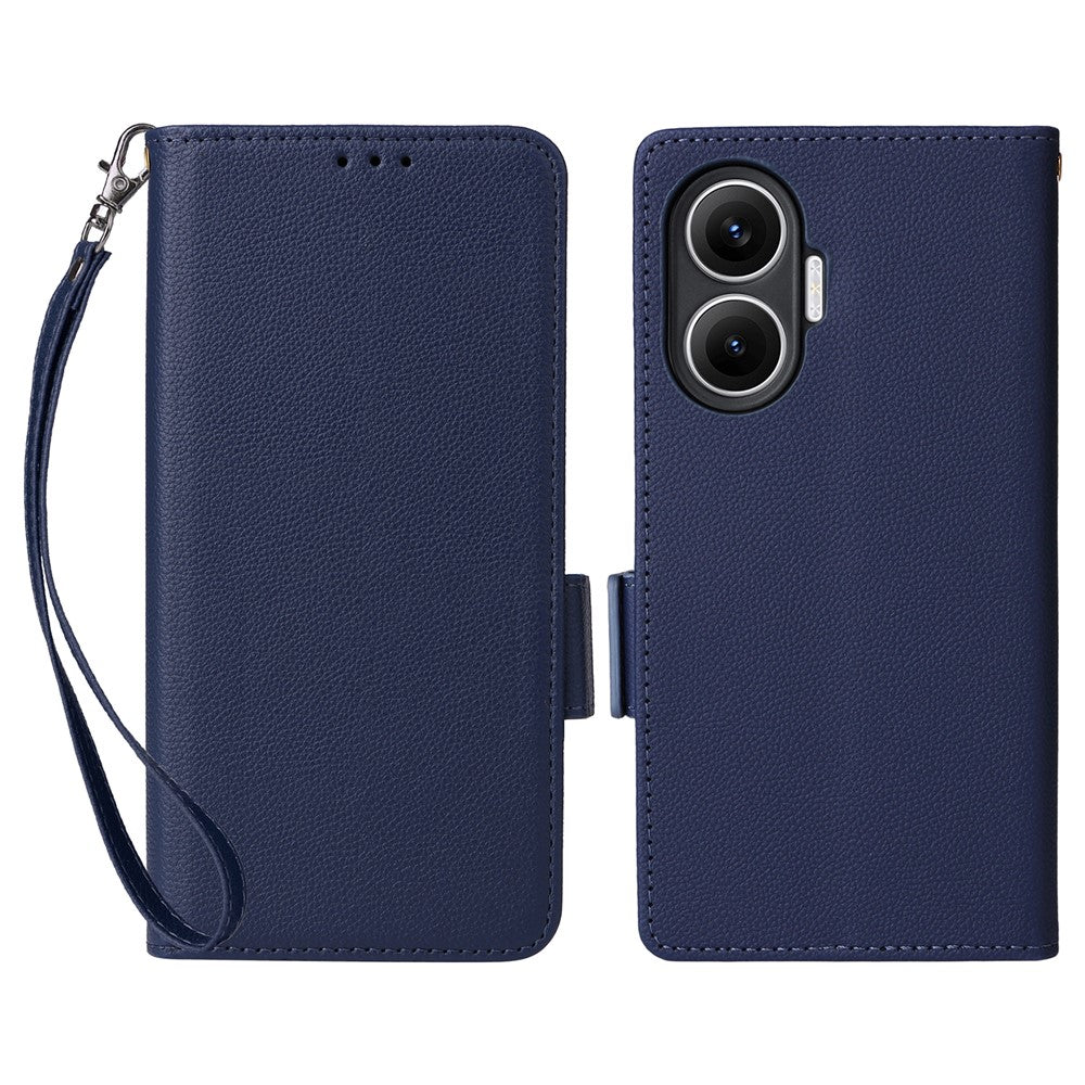 For Xiaomi Redmi Turbo 4 Pro 5G / Poco F7 5G Case with Wrist Strap Litchi Texture PU Leather Wallet Phone Cover