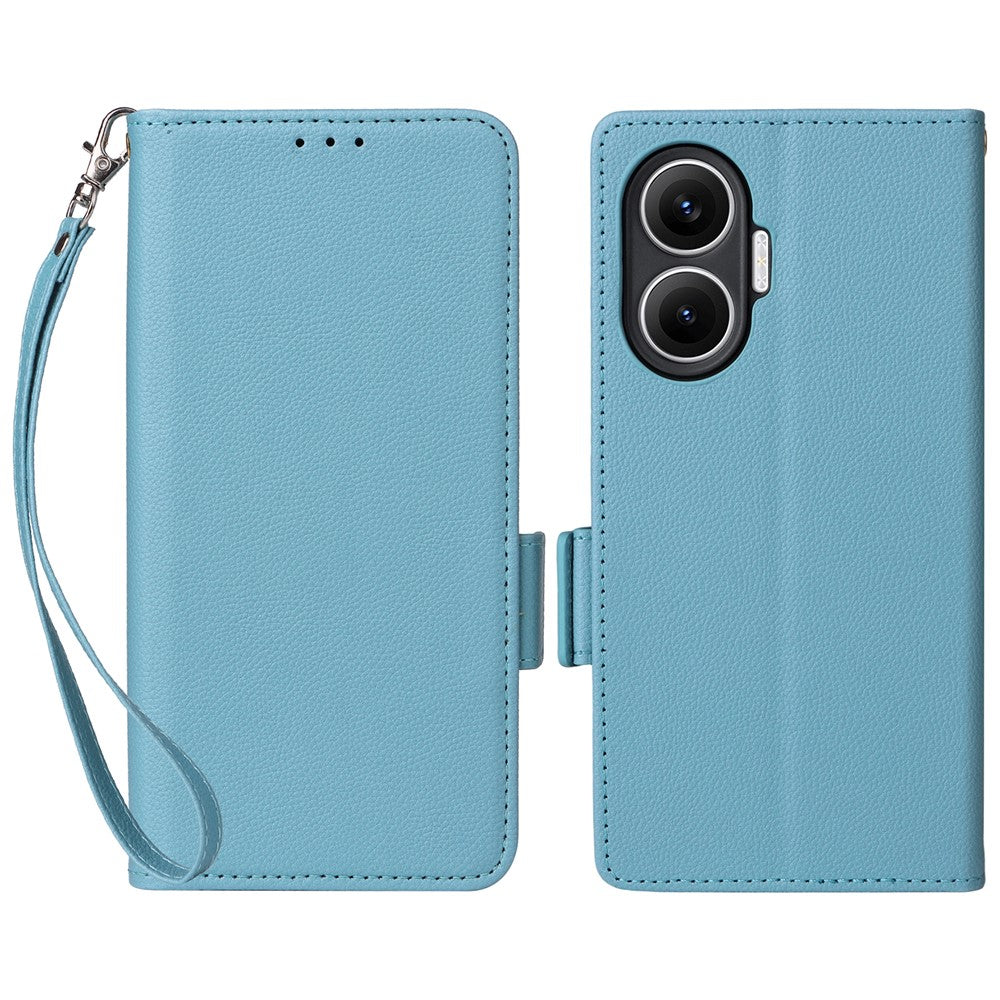 For Xiaomi Redmi Turbo 4 Pro 5G / Poco F7 5G Case with Wrist Strap Litchi Texture PU Leather Wallet Phone Cover