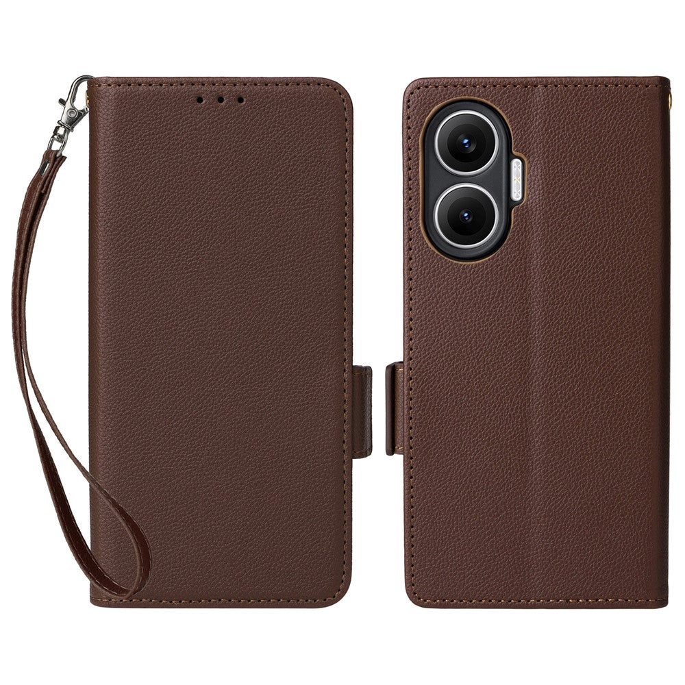 For Xiaomi Redmi Turbo 4 Pro 5G / Poco F7 5G Case with Wrist Strap Litchi Texture PU Leather Wallet Phone Cover