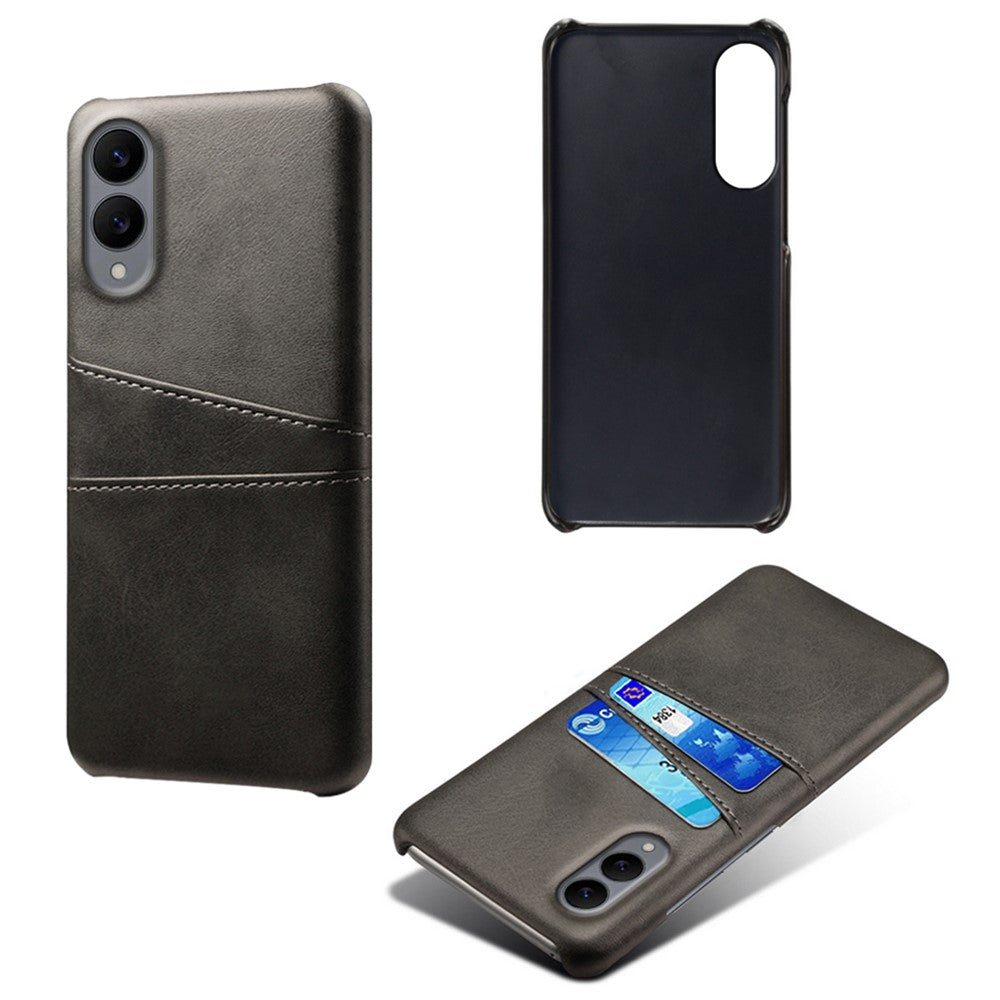 For Samsung Galaxy S25 Edge Case Dual Card Slots PU Leather + Hard PC Phone Cover