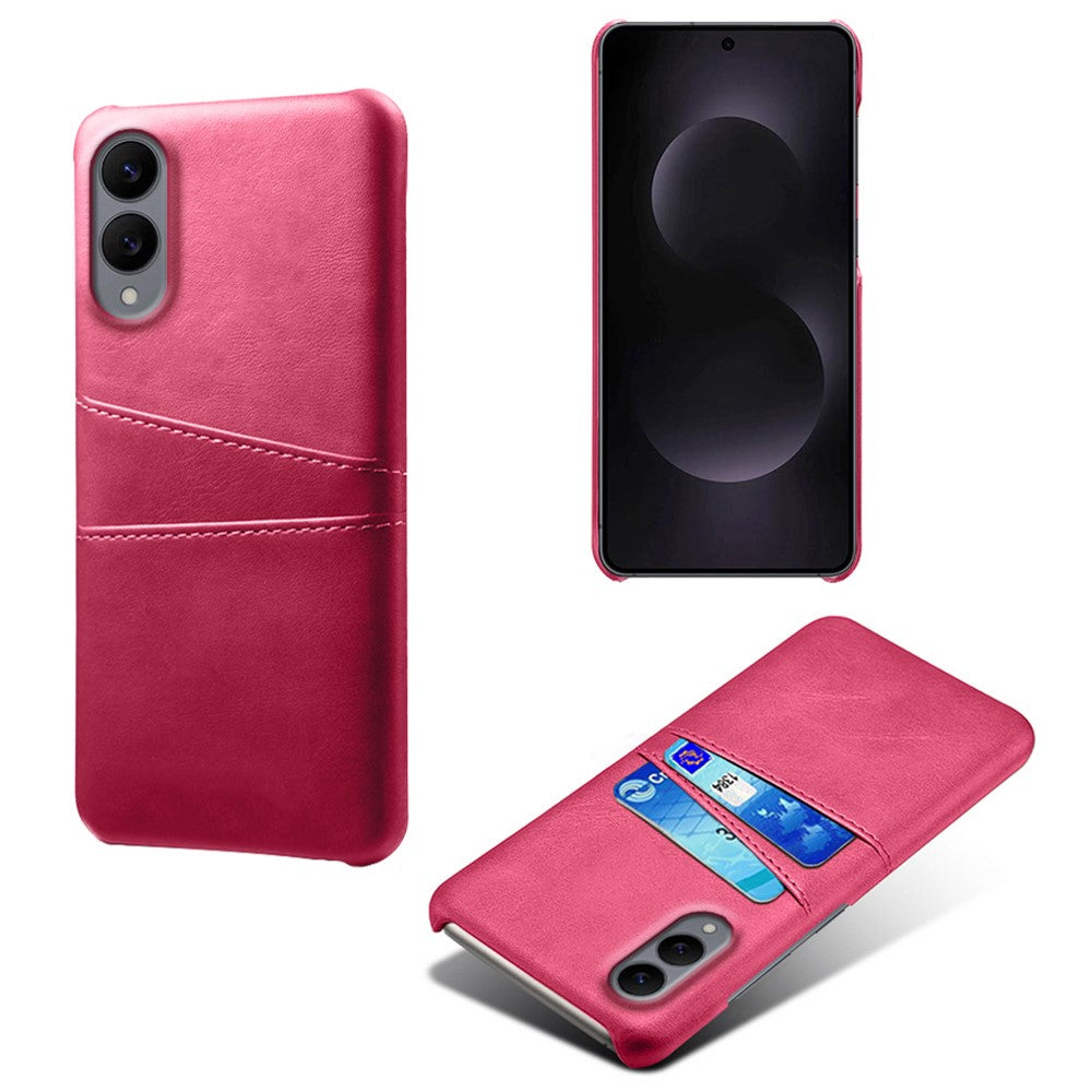 For Samsung Galaxy S25 Edge Case Dual Card Slots PU Leather + Hard PC Phone Cover