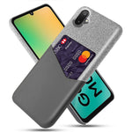 Samsung Galaxy A06 5G / M06 5G-skal i PU-läder, tygtextur, hårt PC-skal med korthållare