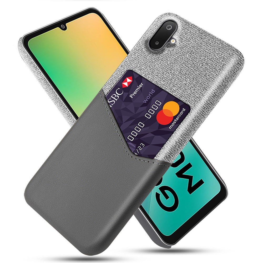 Samsung Galaxy A06 5G / M06 5G-skal i PU-läder, tygtextur, hårt PC-skal med korthållare