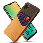 Samsung Galaxy A06 5G / M06 5G-skal i PU-läder, tygtextur, hårt PC-skal med korthållare