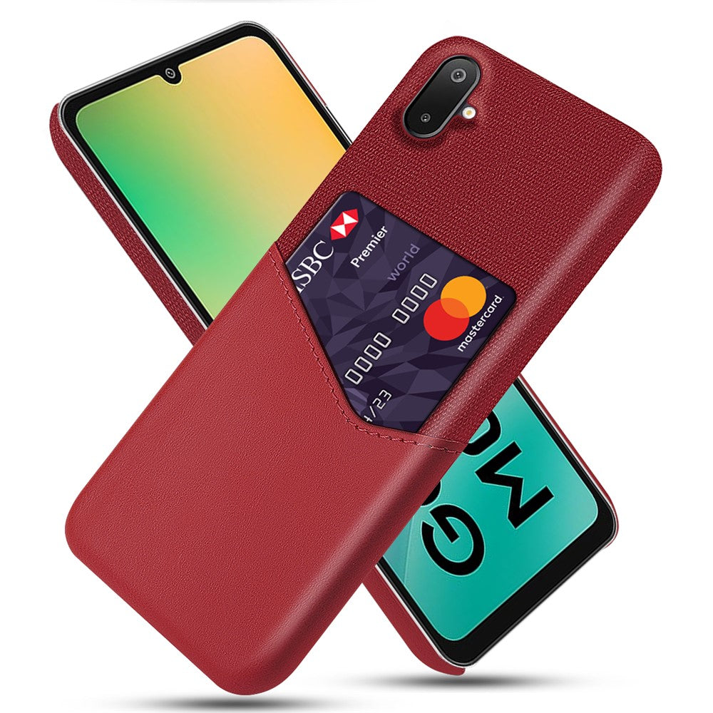 Samsung Galaxy A06 5G / M06 5G-skal i PU-läder, tygtextur, hårt PC-skal med korthållare