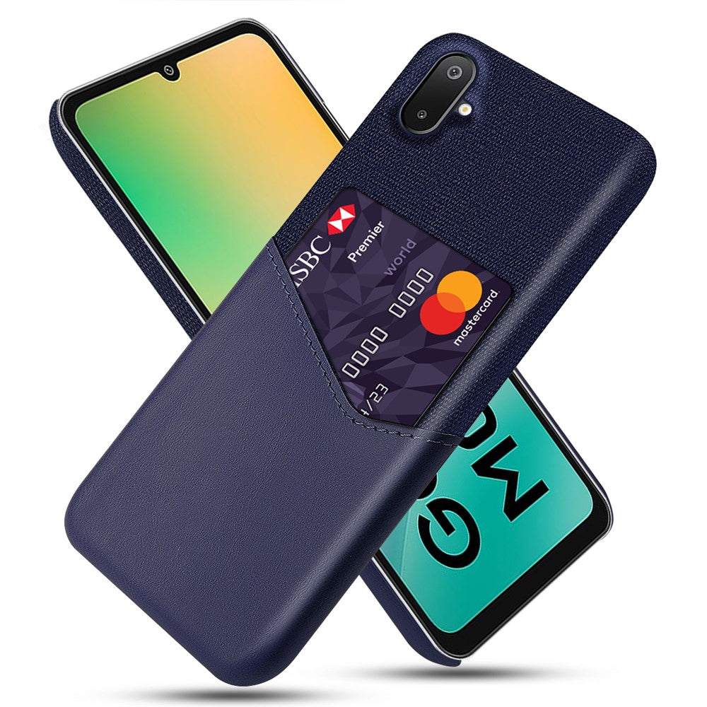 Samsung Galaxy A06 5G / M06 5G-skal i PU-läder, tygtextur, hårt PC-skal med korthållare