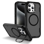 For iPhone 15 Pro Case Compatible with MagSafe Lens Frame Kickstand TPU + PC Shockproof Phone Cover