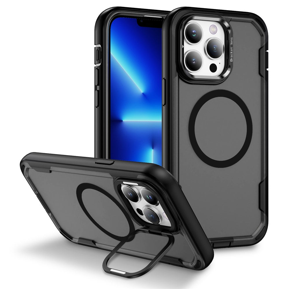 For iPhone 13 Pro Case Compatible with MagSafe Lens Frame Kickstand TPU + PC Shockproof Phone Cover