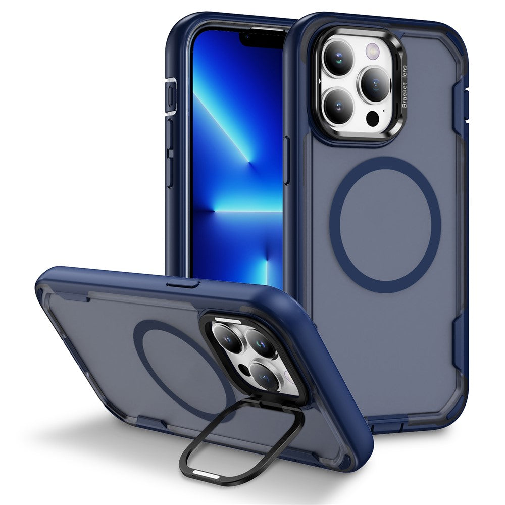 For iPhone 13 Pro Case Compatible with MagSafe Lens Frame Kickstand TPU + PC Shockproof Phone Cover