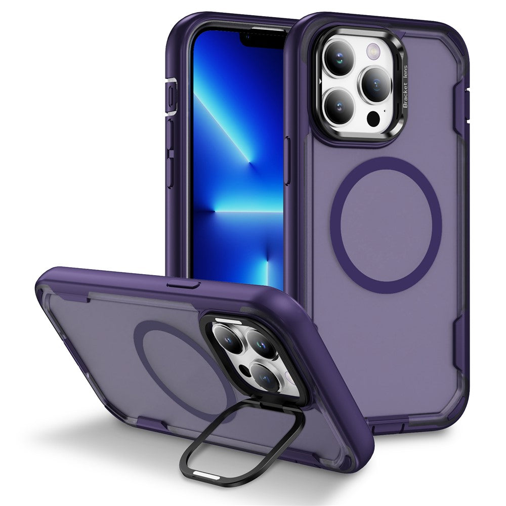 For iPhone 13 Pro Case Compatible with MagSafe Lens Frame Kickstand TPU + PC Shockproof Phone Cover
