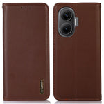 KHAZNEH For Xiaomi Poco F7 5G / Redmi Turbo 4 Pro 5G Case Wallet Genuine Cow Leather Phone Cover Nappa Texture