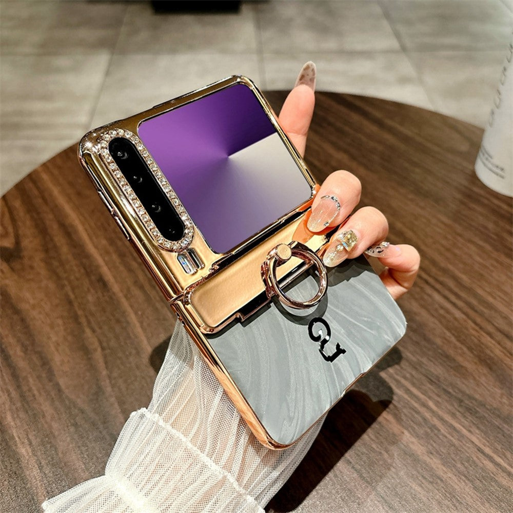 For Huawei Pura X Case Electroplating Hard PC Phone Cover with Ring Holder