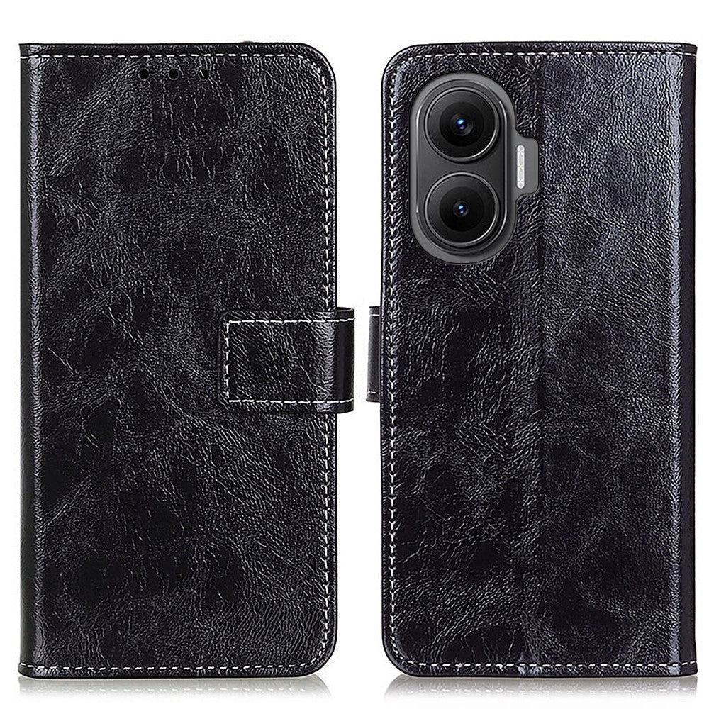 For Xiaomi Poco F7 5G / Redmi Turbo 4 Pro 5G Case Wallet Leather Phone Cover Crazy Horse Texture