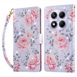 For Xiaomi Redmi Note 14 Pro 4G Case RFID Blocking Flower Leather Phone Cover with Wrist Strap
