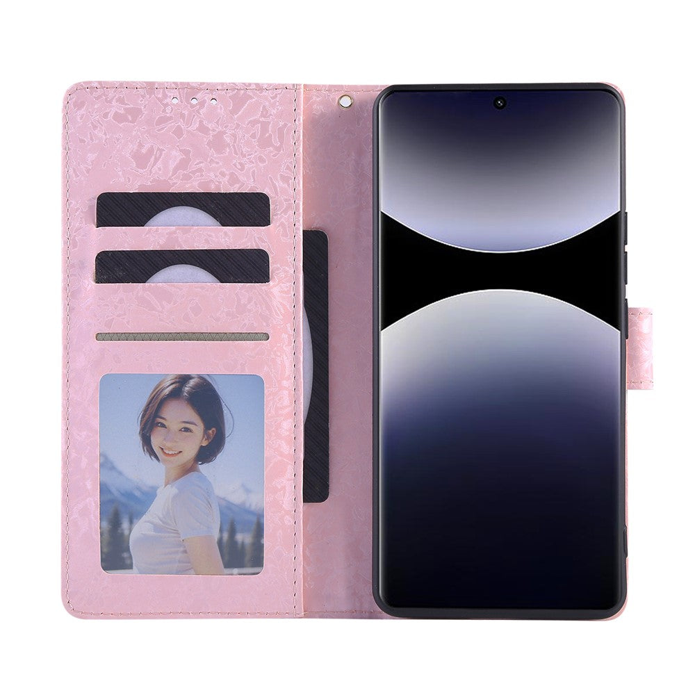 For Xiaomi Redmi Note 14 Pro 4G Case RFID Blocking Flower Leather Phone Cover with Wrist Strap