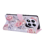 For Xiaomi Redmi Note 14 Pro 4G Case RFID Blocking Flower Leather Phone Cover with Wrist Strap