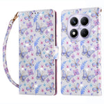 For Xiaomi Redmi Note 14 Pro 4G Case RFID Blocking Flower Leather Phone Cover with Wrist Strap