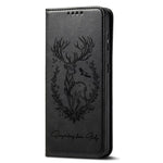 Samsung Galaxy A06 4G Stativskal Lucky Deer Präglat Magnetisk Stängning Läderplånbok mobilskal